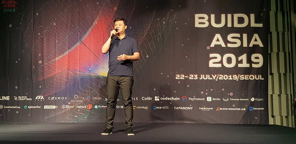 Lee Honggyu, the CEO of Unchain, is presenting at ‘BUIDL ASIA’ conference held in Novotel Ambassador Gangnam, Seoul.